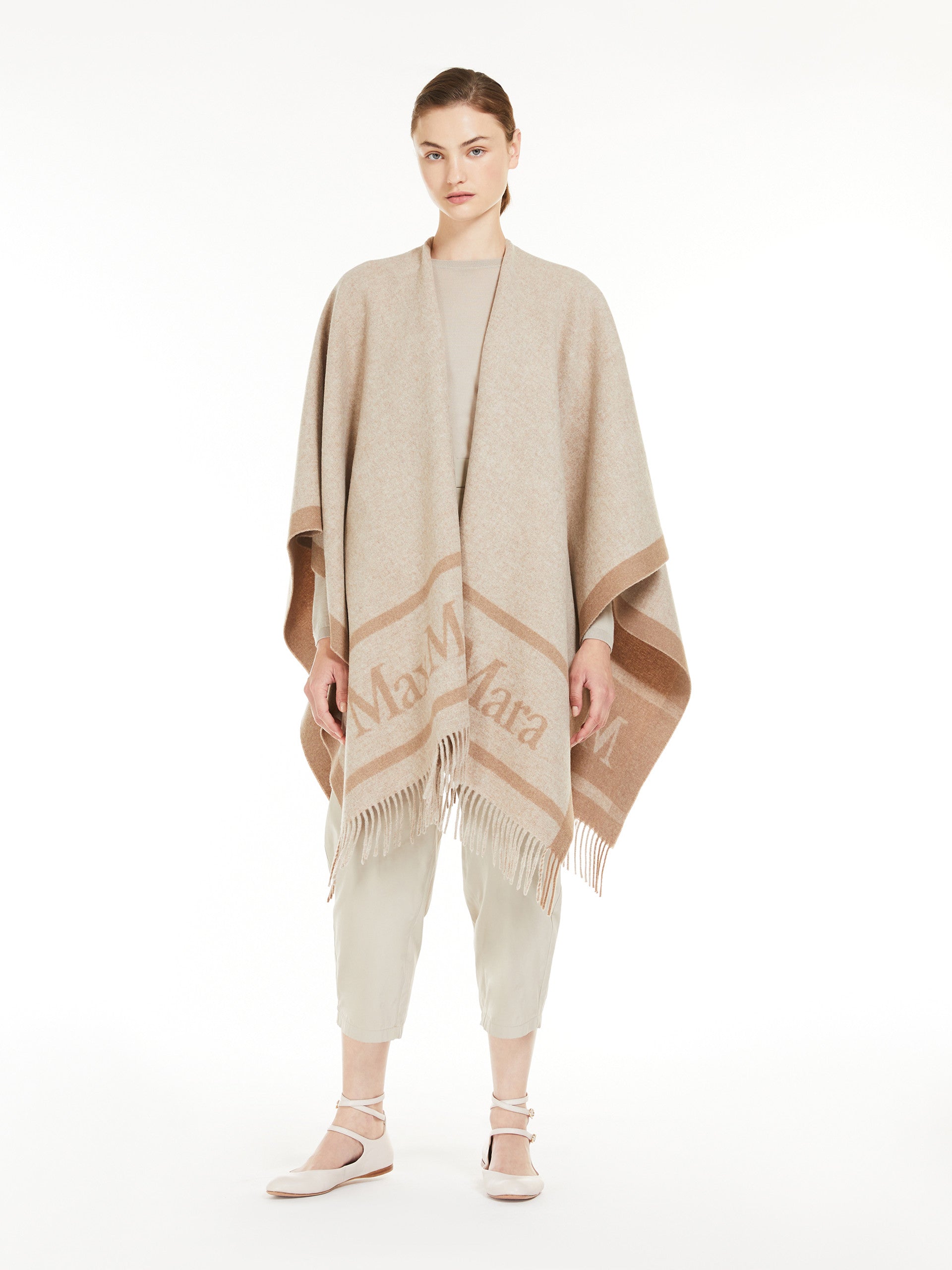 max mara jacquard wool poncho for women