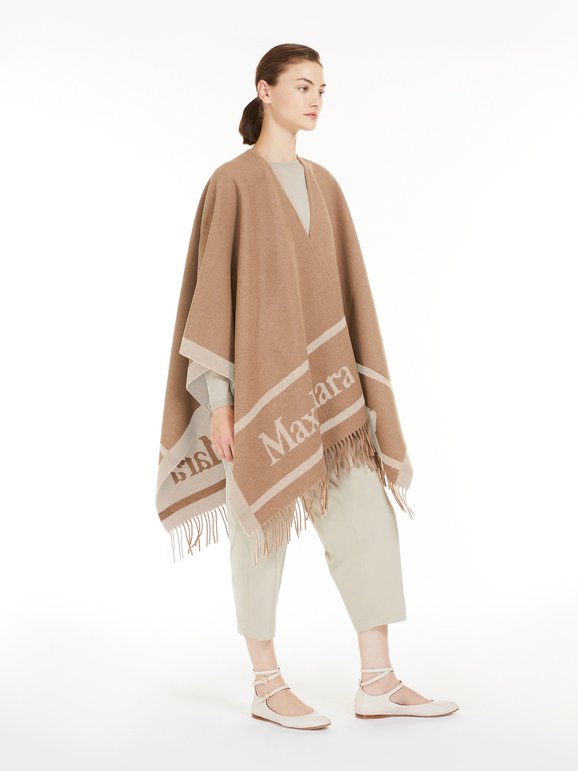 max mara jacquard wool poncho for women