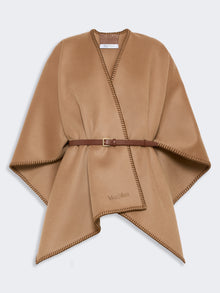 Double Wool Broadcloth Cloak for Women - Camel - Max Mara UAE