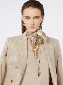 Printed Silk Foulard for Women - Camel - Max Mara UAE