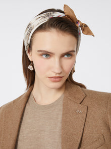 Printed Silk Twill Foulard for Women - Beige - Max Mara UAE