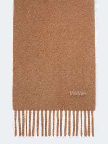 Yarn-Dyed Wool Scarf for Women - Camel - Max Mara UAE