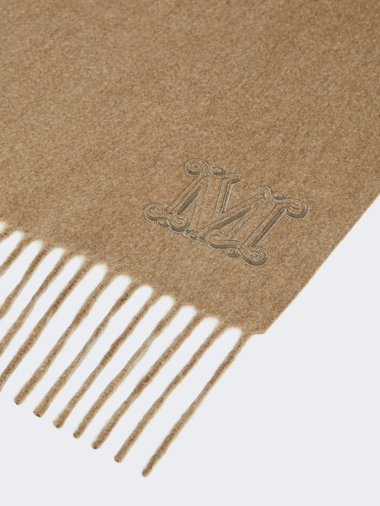 max mara cashmere stole with monogram embroidery