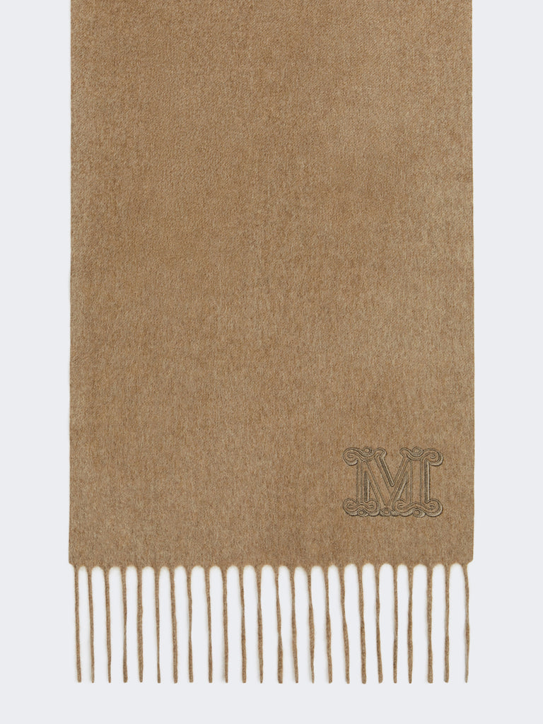 max mara cashmere stole with monogram embroidery