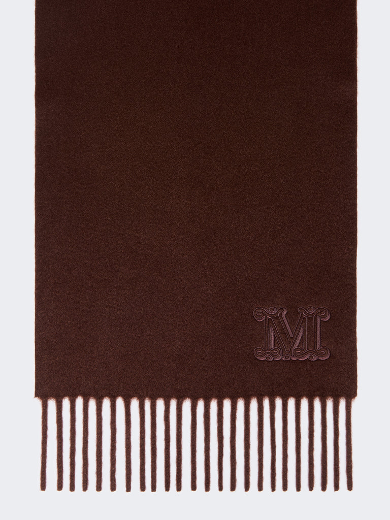 max mara cashmere stole with monogram embroidery