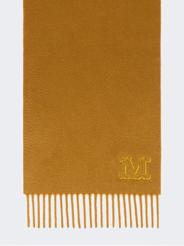 max mara cashmere stole with monogram embroidery