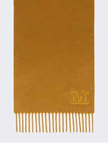 Cashmere Stole With Monogram Embroidery for Women - Mustard - Max Mara UAE
