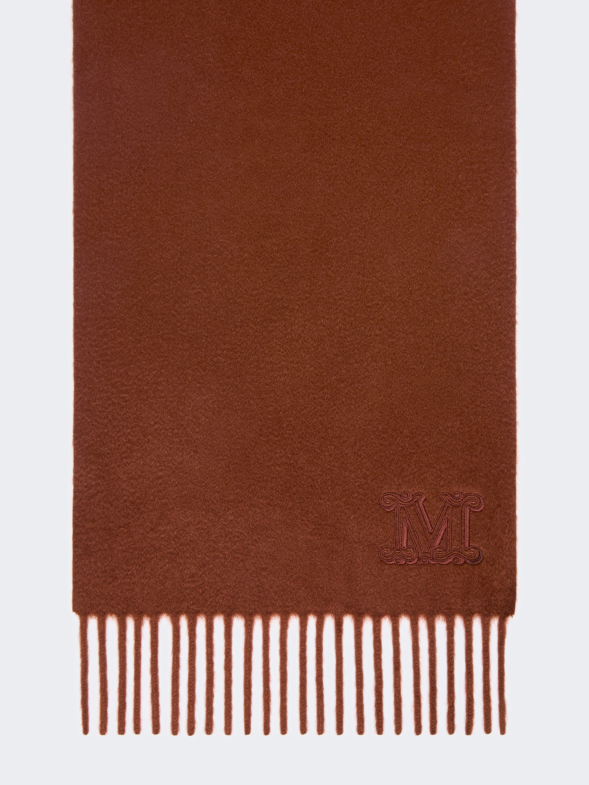 Cashmere Stole With Monogram Embroidery for Women - Rust - Max Mara UAE