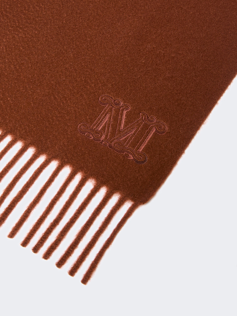 max mara cashmere stole with monogram embroidery