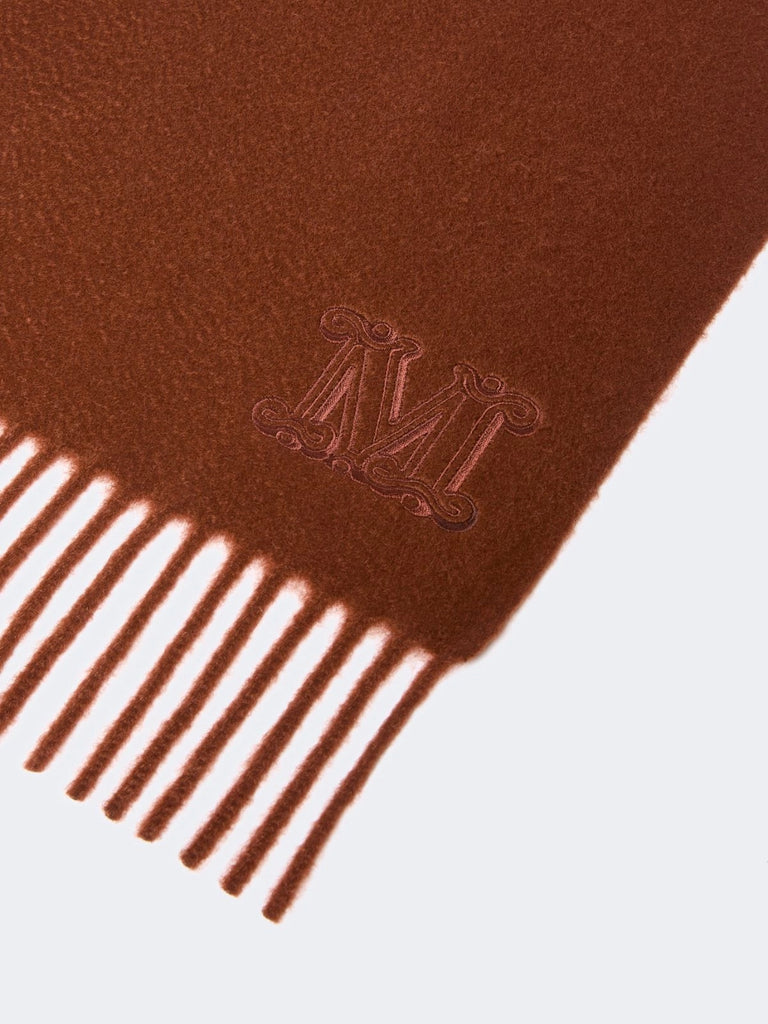 max mara cashmere stole with monogram embroidery