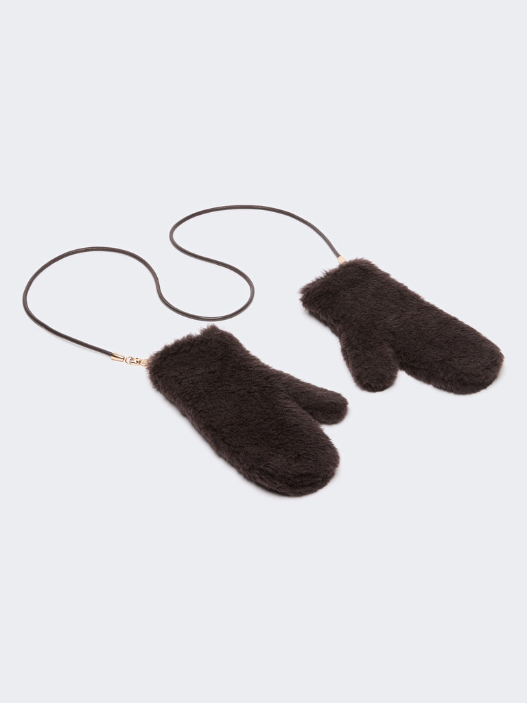 max mara alpaca and wool teddy fabric mittens