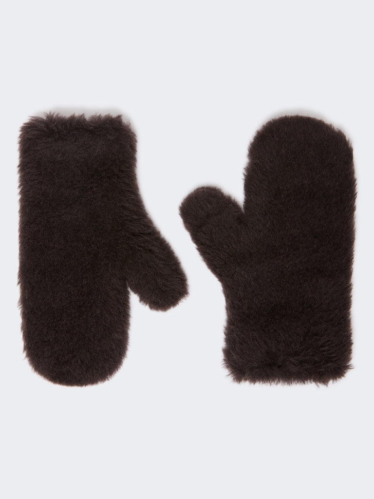 max mara alpaca and wool teddy fabric mittens