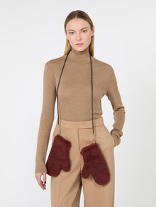 max mara alpaca and wool teddy fabric mittens for women