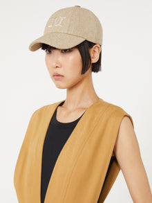 Raffia-Effect Basketweave Baseball Hat for Women - Ice - Max Mara UAE