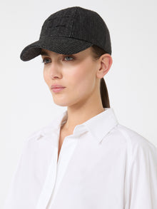 Raffia-Effect Basketweave Baseball Hat for Women - Black - Max Mara UAE