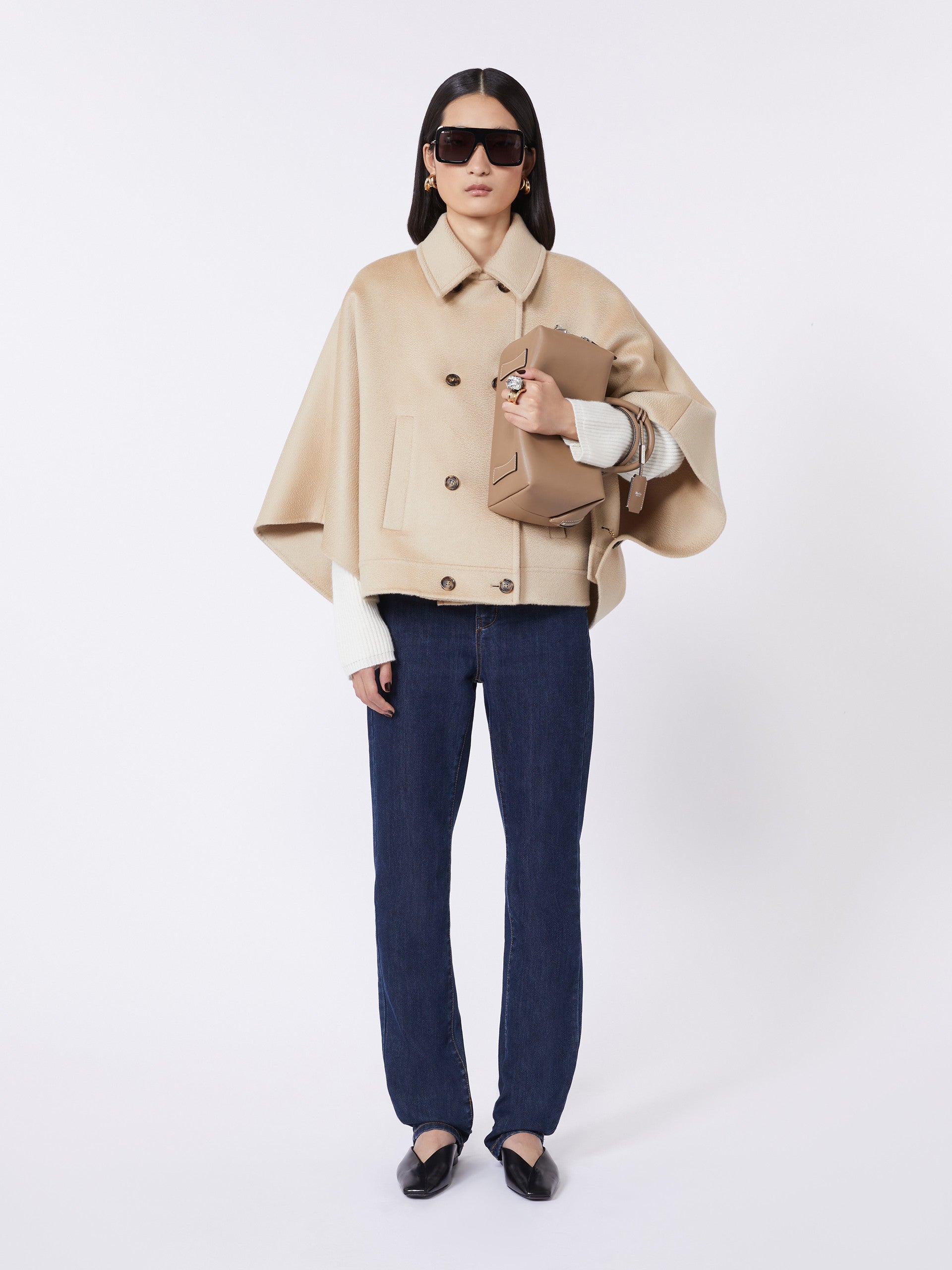 max mara boxy-fit cashmere cape for women