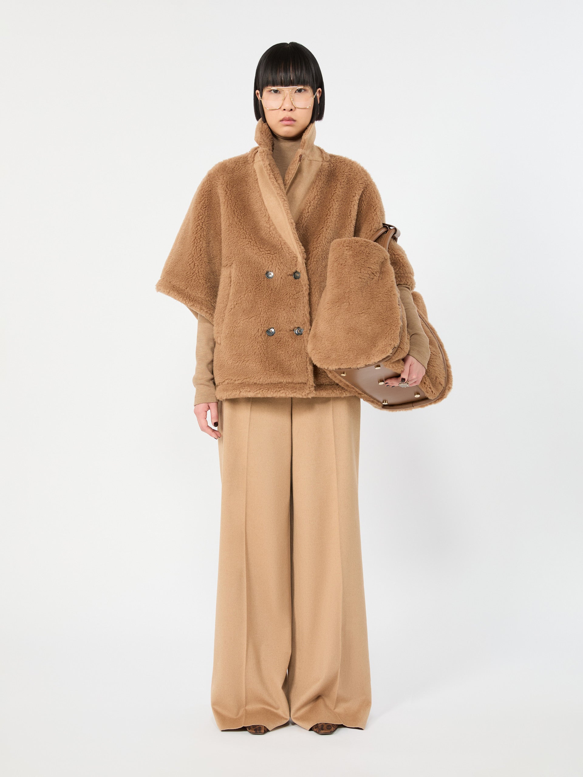 max mara camel and teddy reversible cape for women