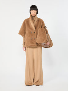 Camel And Teddy Reversible Cape for Women - Camel - Max Mara UAE