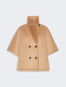 Camel And Teddy Reversible Cape for Women - Camel - Max Mara UAE