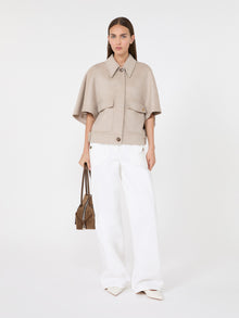 Boxy Cape In Cashmere Drap for Women - Stone - Max Mara UAE