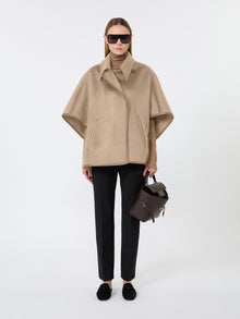Long Cropped Cape In Cashmere Drap for Women - Beige - Max Mara UAE