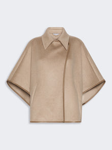Long Cropped Cape In Cashmere Drap for Women - Beige - Max Mara UAE