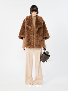 Wool Cape With A Soft Texture for Women - Brown - Max Mara UAE