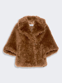 Wool Cape With A Soft Texture for Women - Brown - Max Mara UAE