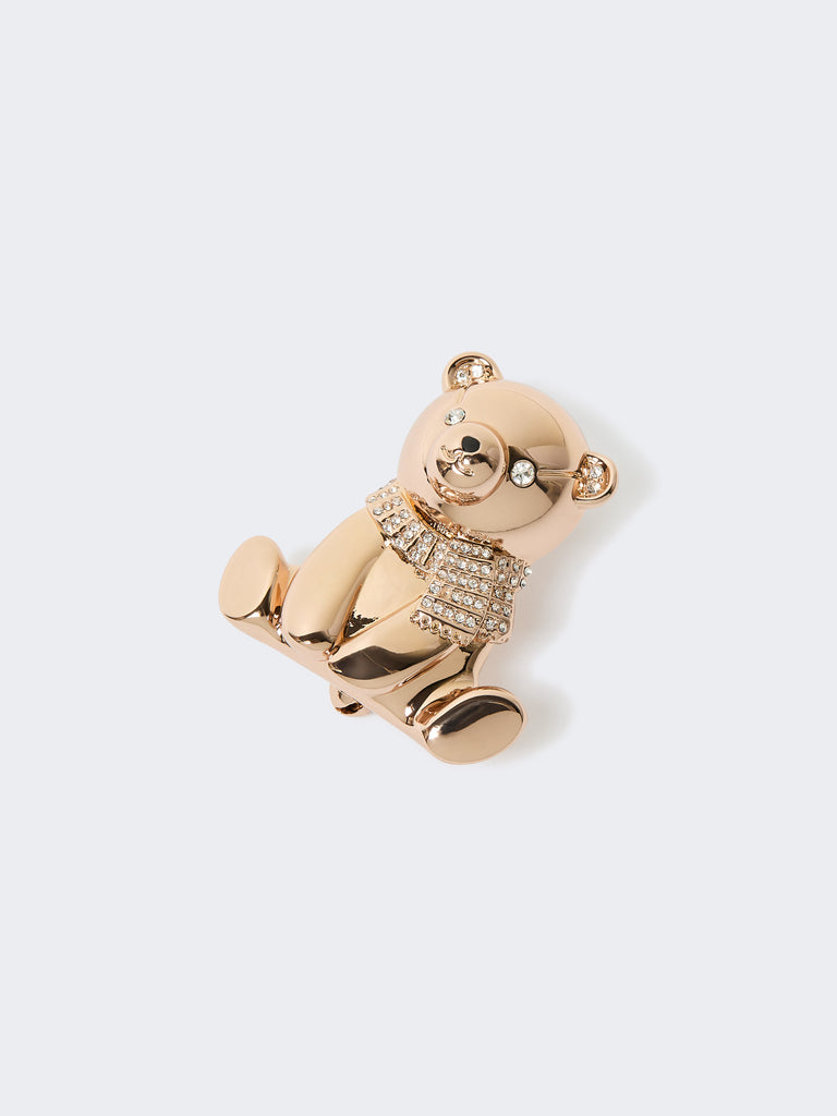max mara metal brooch with rhinestones