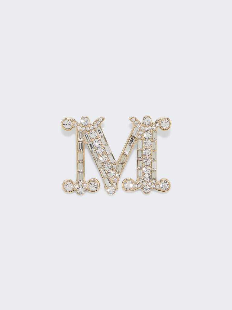max mara crystal-adorned monogram brooch