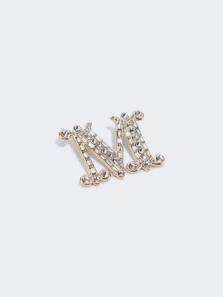 max mara crystal-adorned monogram brooch
