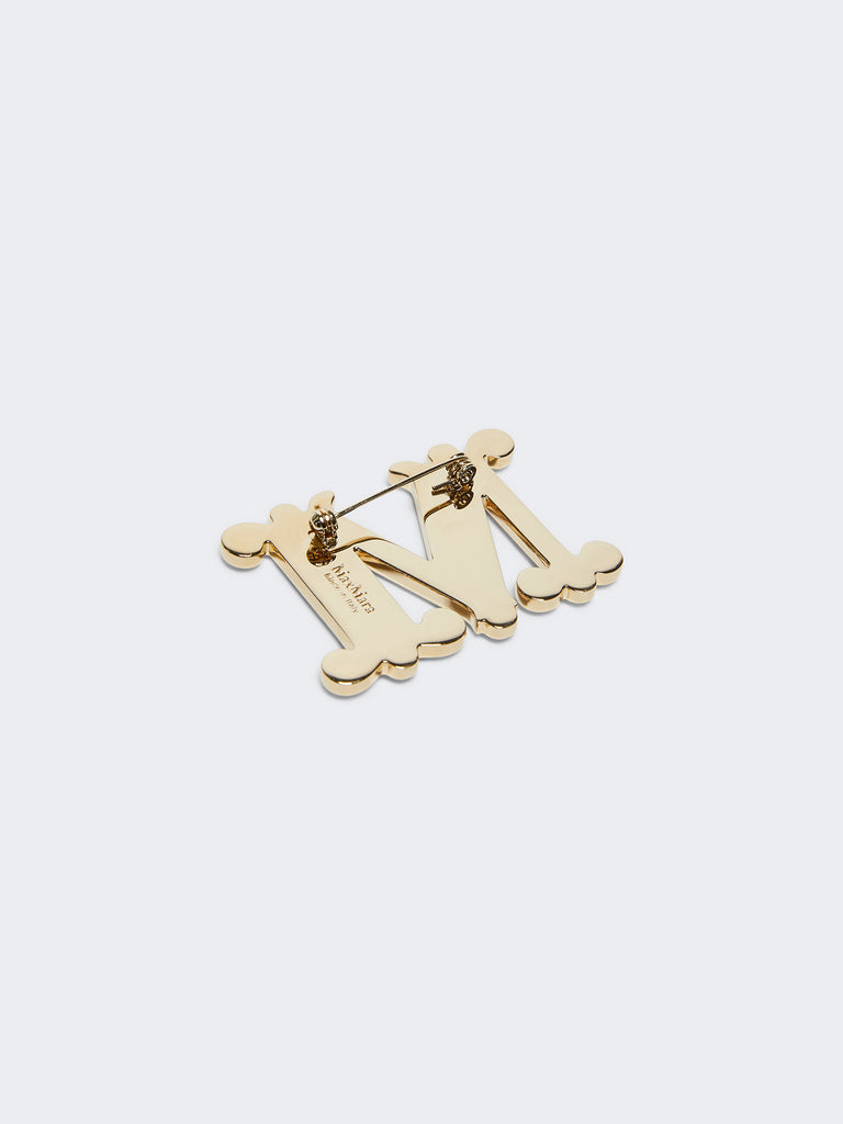 max mara crystal-adorned monogram brooch