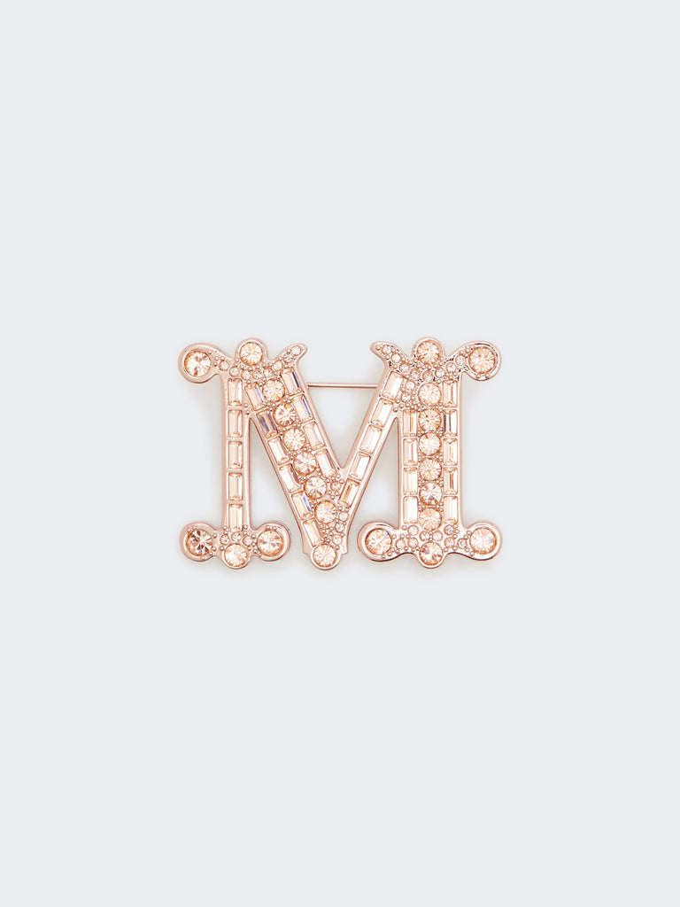 max mara crystal-adorned monogram brooch