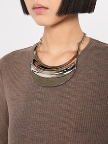 Metallic Necklace With Large Pendant for Women - Silver - Max Mara UAE