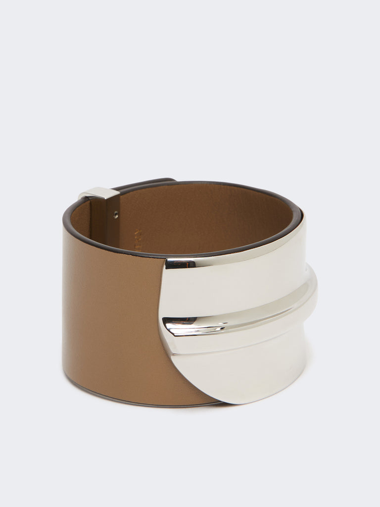 max mara leather and metallic wide bracelet