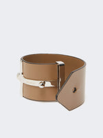 max mara leather and metallic wide bracelet for women
