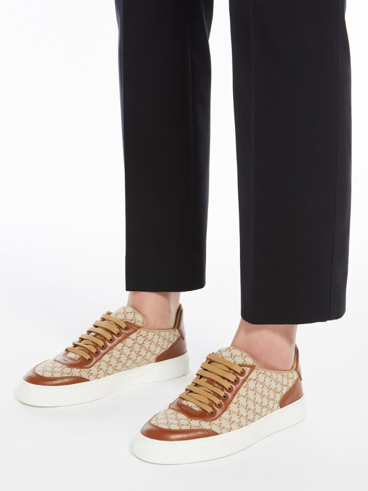 Jacquard-knit monogram sneakers