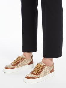 Jacquard-Knit Monogram Sneakers for Women - Hazelnut Brown - Max Mara UAE