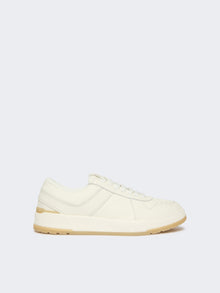 Low-Top Trainers In Tumbled Leather for Women - White - Max Mara UAE