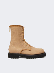 Water-Repellent Camel Combat Boots for Women - Camel - Max Mara UAE