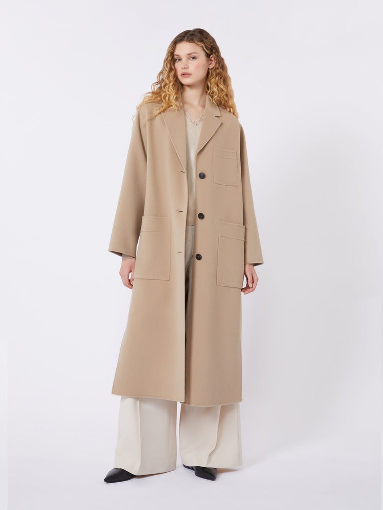 Double-faced wool-blend coat