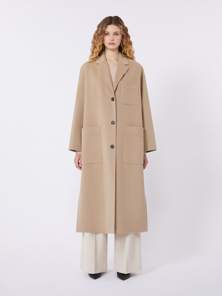 Double-faced wool-blend coat