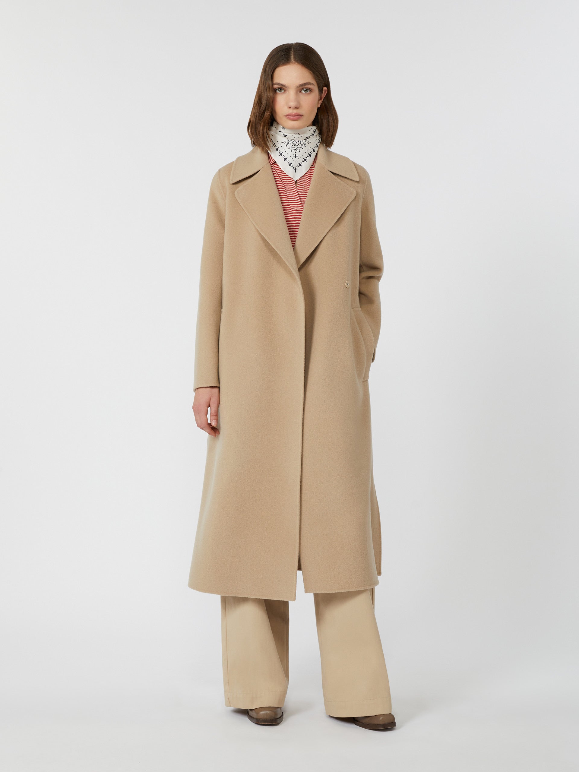 Wool Robe Coat for Women - Beige - Max Mara UAE