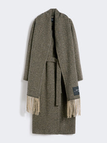 Wool tweed wrap coat