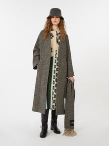 Wool tweed wrap coat