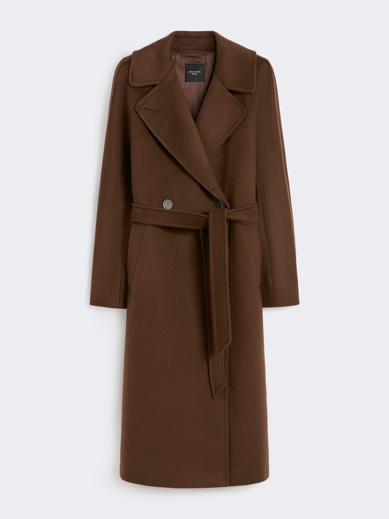 Double-breasted wool midi coat