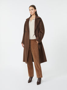Double-breasted wool midi coat
