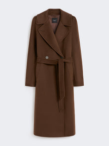 Double-breasted wool midi coat