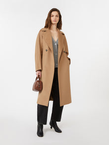Double-Breasted Wool Coat for Women - Camel - Max Mara UAE