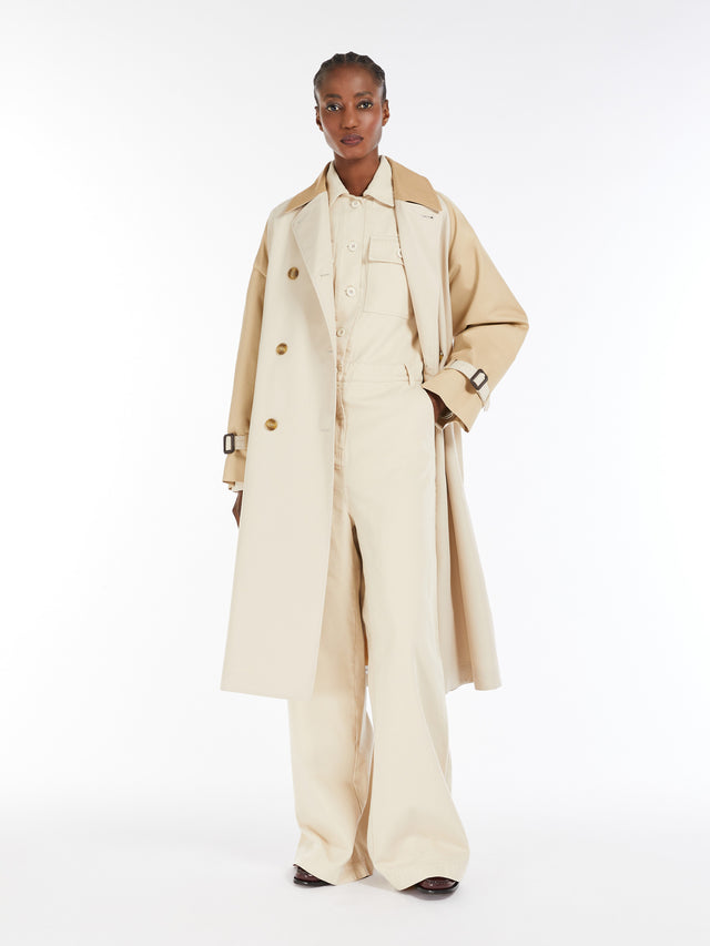 Reversible Trench Coat In Water-Repellent Gabardine for Women - Ice - Max Mara UAE